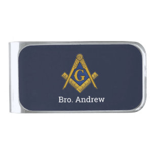 Masonic Freemason Freemasons Square and Compass Silver Finish Money Clip