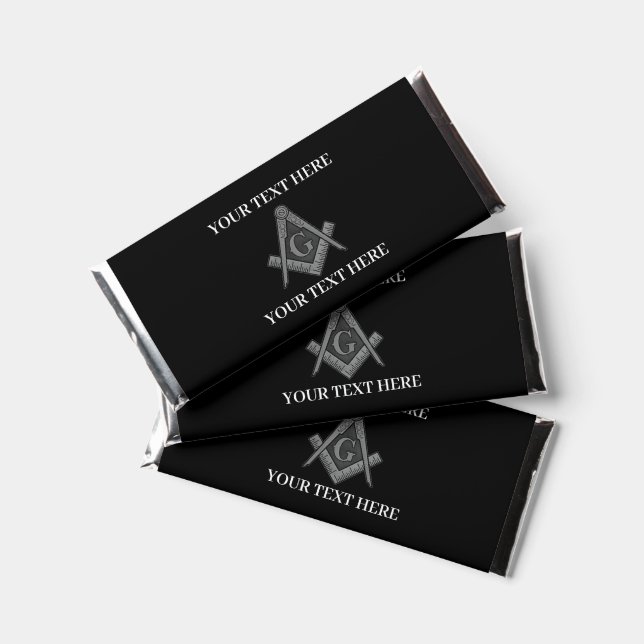 Masonic Freemason Square and Compass Black  Hershey Bar Favors (Front)