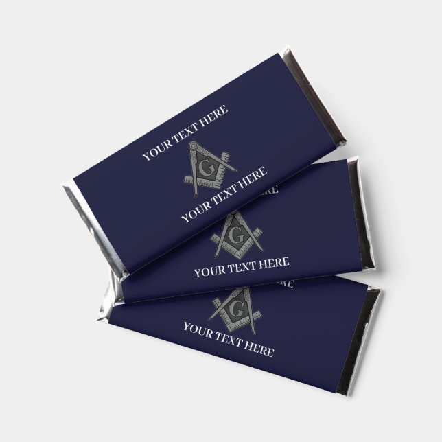 Masonic Freemason Square and Compass Blue  Hershey Bar Favors (Front)
