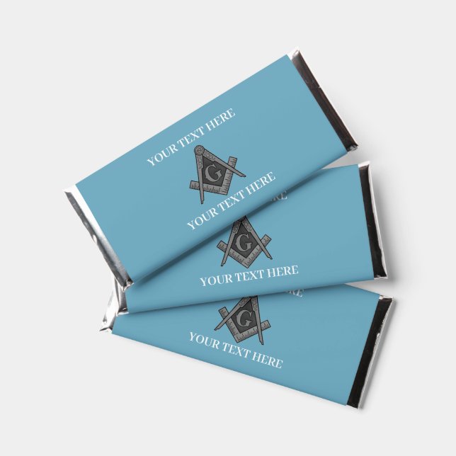 Masonic Freemason Square and Compass Blue Hershey Bar Favors (Front)