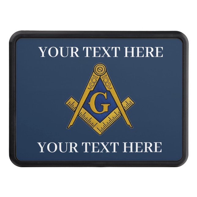 Masonic Freemason Square and Compass Blue  Hitch Cover (Front)