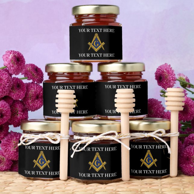 Masonic Freemason Square and Compass Blue  Honey Jar Favors (Insitu)