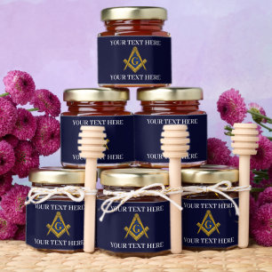 Masonic Freemason Square and Compass Blue Honey Jar Favors