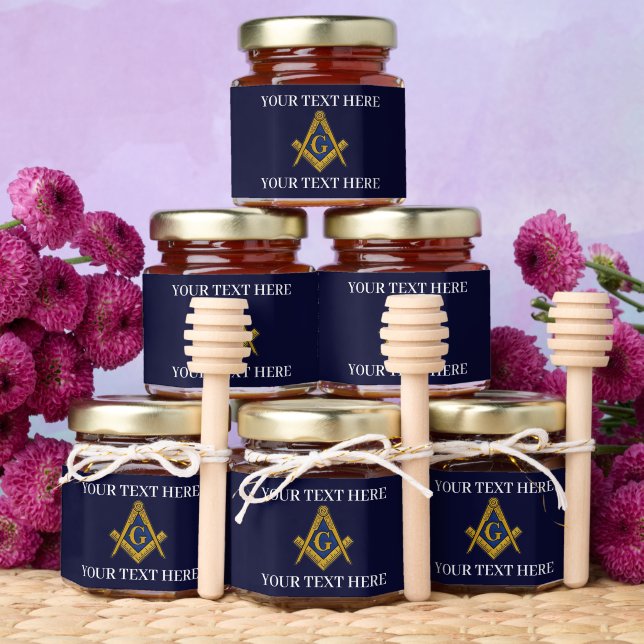 Masonic Freemason Square and Compass Blue  Honey Jar Favors (Insitu)