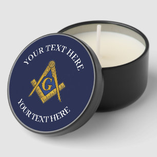 Masonic Freemason Square and Compass Blue Mini Candle Favors