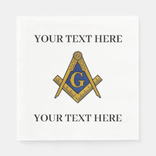 Masonic Freemason Square and Compass Blue Napkins