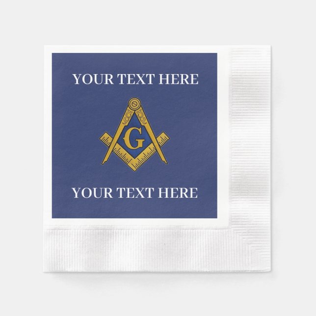 Masonic Freemason Square and Compass Blue  Napkins (Front)