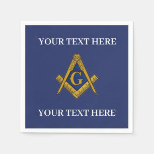 Masonic Freemason Square and Compass Blue  Napkins