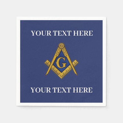 Masonic Freemason Square and Compass Blue  Napkins