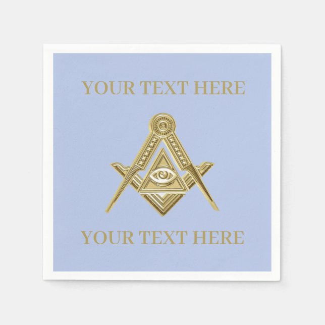 Masonic Freemason Square and Compass Blue  Napkins (Front)