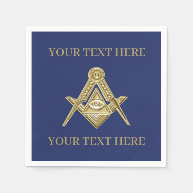Masonic Freemason Square and Compass Blue  Napkins (Front)