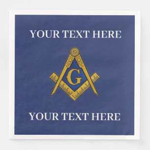 Masonic Freemason Square and Compass Blue Paper Dinner Napkins