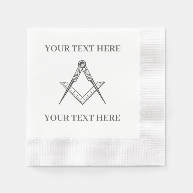 Masonic Freemason Square and Compass  Napkins (Front)