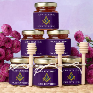 Masonic Freemason Square and Compass Purple Honey Jar Favors