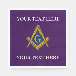 Masonic Freemason Square and Compass Purple Napkins