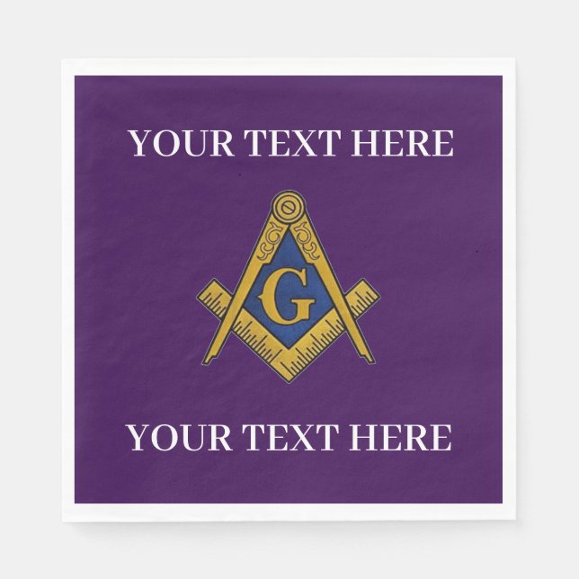 Masonic Freemason Square and Compass Purple Napkins (Front)