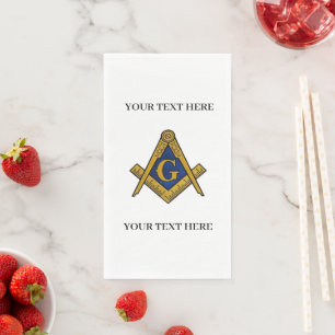 Masonic Freemason Square and Compass White Paper Guest Towels