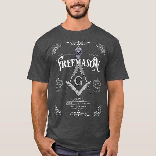 Masonic Freemason with square  compasses and T_Shirt