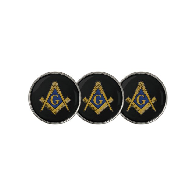 Masonic Freemasons Masonry Oes Square and Compass Golf Ball Marker (3 Up)