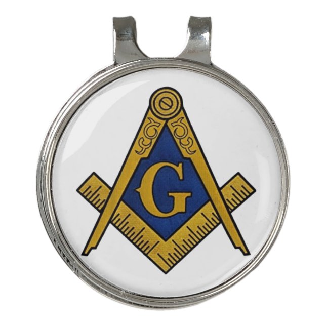 Masonic Freemasons Masonry Oes Square and Compass Golf Hat Clip (Front)