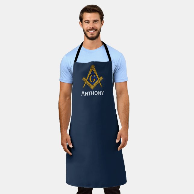 Masonic Freemasons Masonry Square and Compass Navy Apron (Worn)