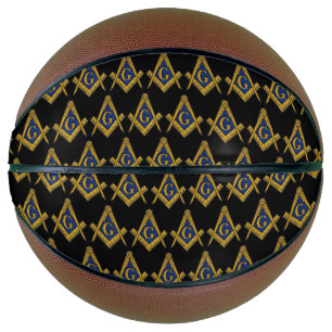 Masonic Freemasons Square and Compass Black Basketball