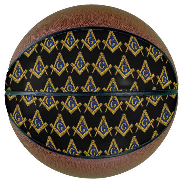 Masonic Freemasons Square and Compass Black Basketball (Front)
