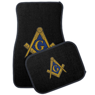 Masonic Freemasons Square and Compass Black Car Floor Mat