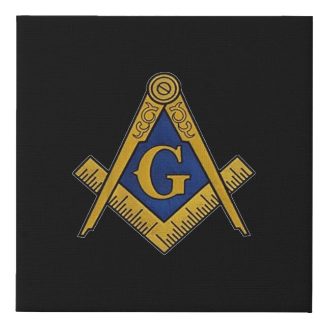 Masonic Freemasons Square and Compass Faux Canvas Print (Front)