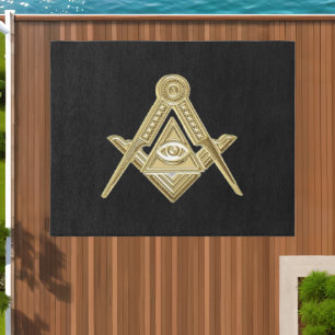 Masonic Freemasons Square and Compass Masonry Outdoor Rug