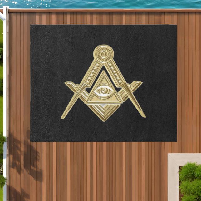 Masonic Freemasons Square and Compass Masonry Outdoor Rug (Insitu (Outdoor 1))