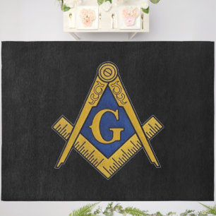 Masonic Freemasons Square and Compass Outdoor Rug