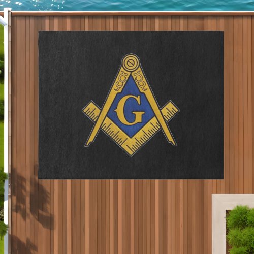 Masonic Freemasons Square and Compass Outdoor Rug