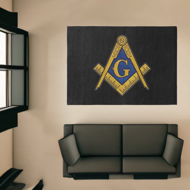 Masonic Freemasons Square and Compass Rug (Insitu (Indoor 1))