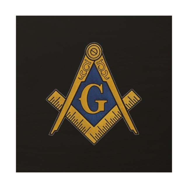Masonic Freemasons Square and Compass Wood Wall Art (Front)