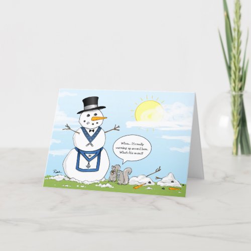 Masonic Frosty the Snowman Christmas Holiday Card