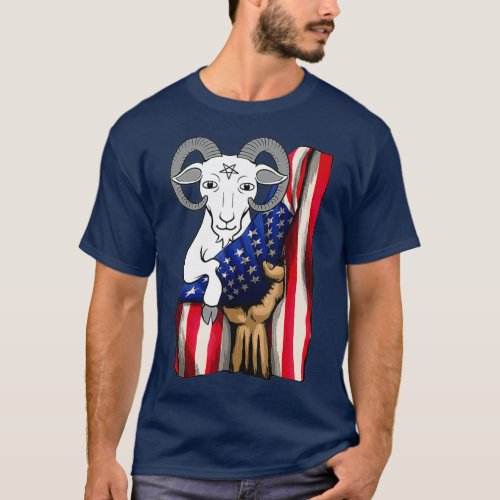 Masonic Goat Freemason Demonic Goat Flag Men T_Shirt