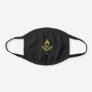 Masonic Gold Square Compass | Monogram Freemason Black Cotton Face Mask
