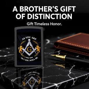 Masonic Golden G Lion Black Zippo Lighter