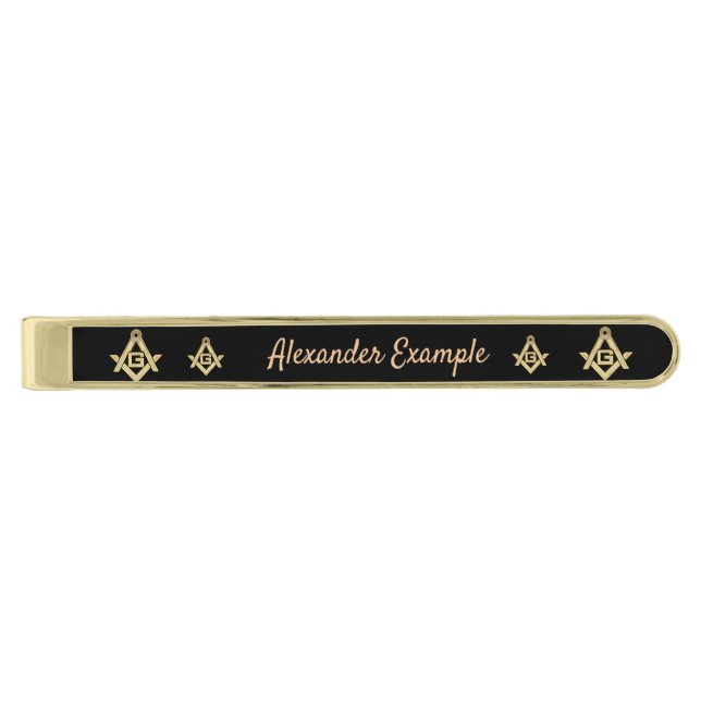 Masonic Golden Rush Gold Finish Tie Bar (Front)