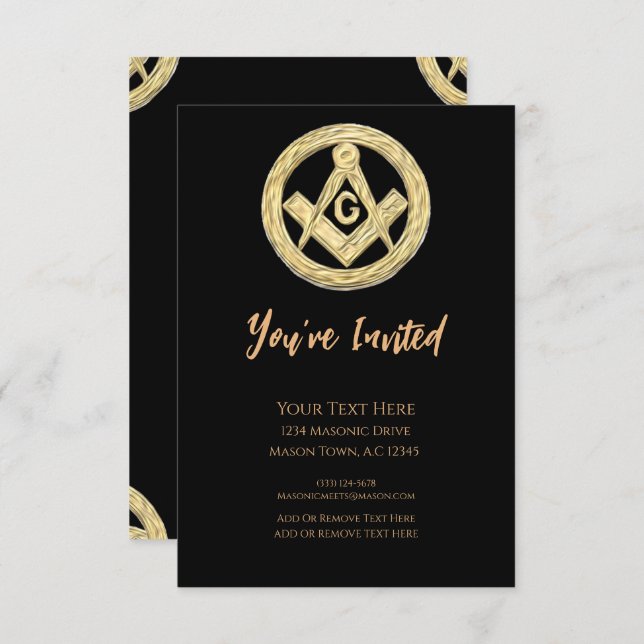 Masonic Golden Rush Invitation (Front/Back)