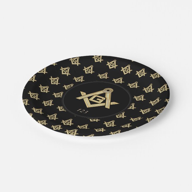 Masonic Golden Rush Paper Plates (Angled)