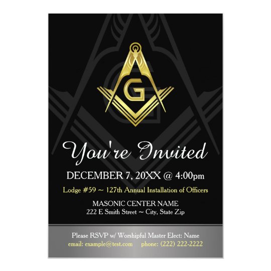 masonic invitation template black