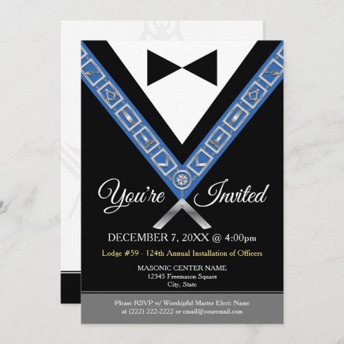 Masonic Invitations  Freemason Tuxedo Jewel