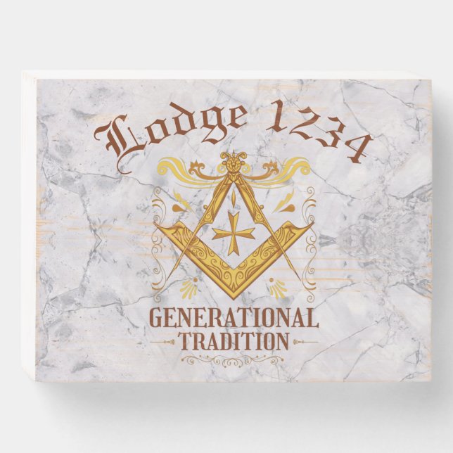 Masonic Lodge Customizable Wooden Box Sign (Front Horizontal)