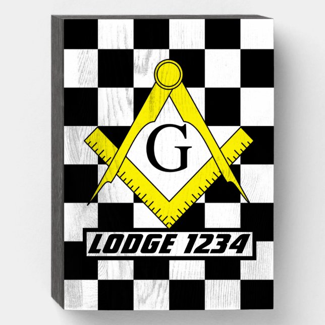 Masonic Lodge Wooden Box Sign (Front Vertical)