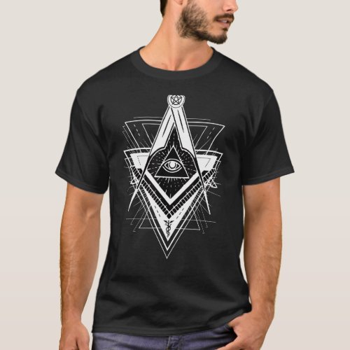 Masonic Loge Compass Blackcraft Gothic Boho Occult T_Shirt