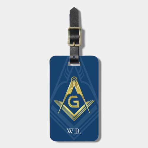 Masonic Luggage Tags  Navy Blue Gold Freemason