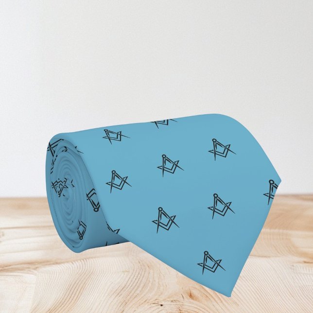 Masonic Masonry Freemason Blue Pattern Neck Tie (Creator Uploaded)