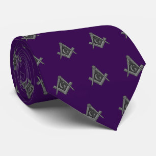 Masonic Masonry Freemason Pattern Purple Neck Tie